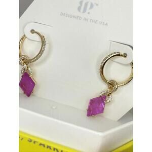 Bomb Party Gold Purple Fluorite Quiet Confidence hoop dangles earrings